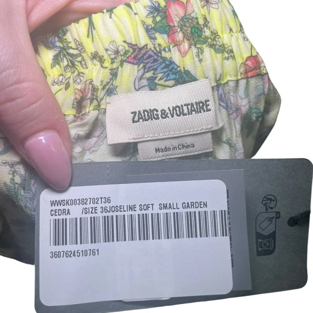 Zadig & Voltaire NWT Joseline Floral Print Mini Skirt Yellow Size Small - Picture 6 of 7
